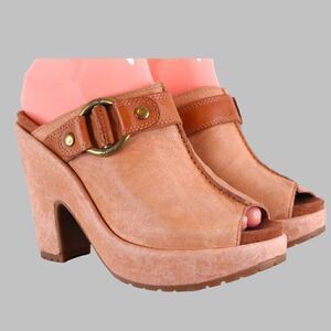 LUCKY BRAND Veronica Leather Mule Sandal Clogs in Light Brown Size 6